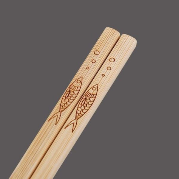 Baguettes Chinoises Bambou Poissons