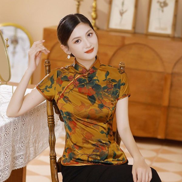 Chemisier Chinois Fleurs