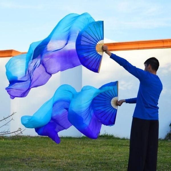 Éventails Chinois de Danse Bleus et Violets