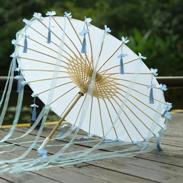 Ombrelle Chinoise Blanche Ruban