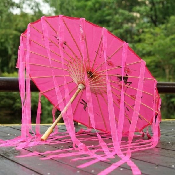 Ombrelle Chinoise Fuchsia Rubans