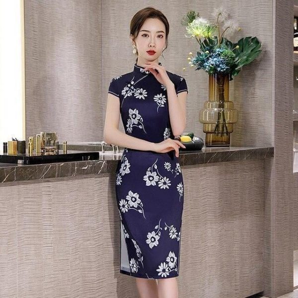 Robe Chinoise Bleue Marine