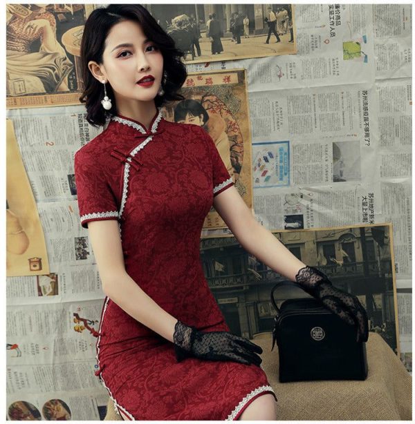 Robe Chinoise Bordeaux