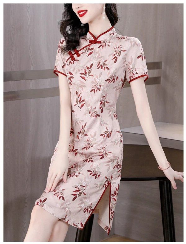 Robe Chinoise Fleurs Roses