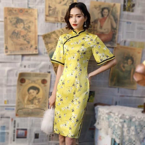Robe Chinoise Jaune Canari