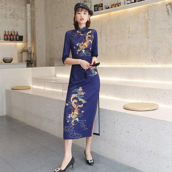 Robe Chinoise Phénix Doré