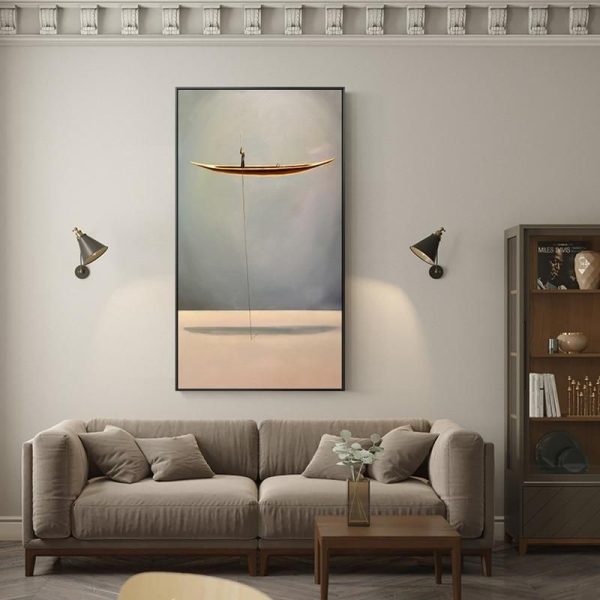 tableau bateau doré en peinture
