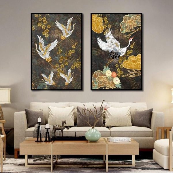 Tableau Chinois Grues