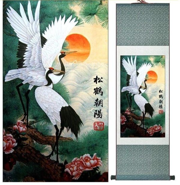 Tableau Chinois Grues Majestueuses