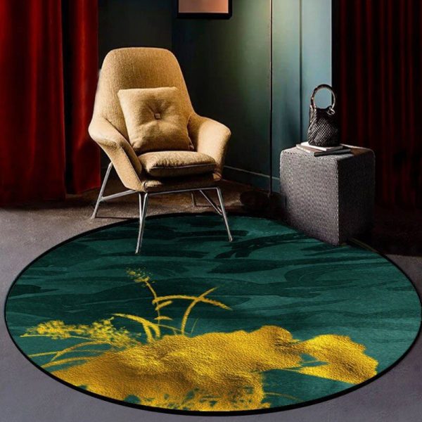 Tapis Chinois en Forme de Cercle Vert