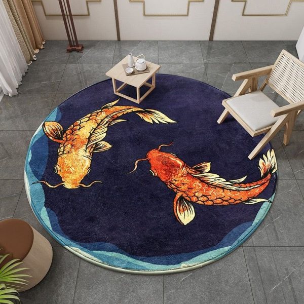 Tapis Chinois en Laine de Forme Circulaire