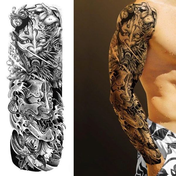Tatouage Chinois en Noir et Blanc avec Démon