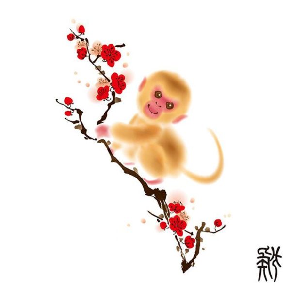 Tatouage Chinois Signe Astrologique Singe