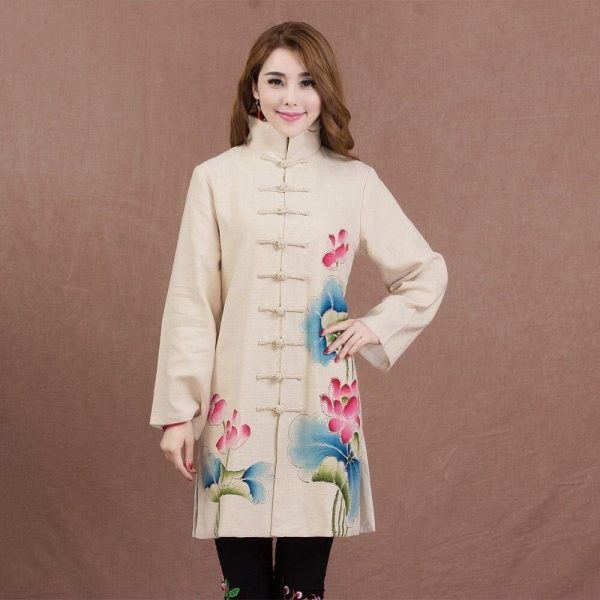 veste chinoise avec motif de lotus