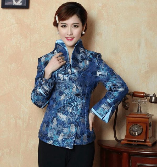 Veste Chinoise Femme Bleue