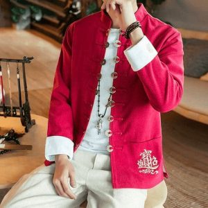 Veste Chinoise Homme Officier Rouge