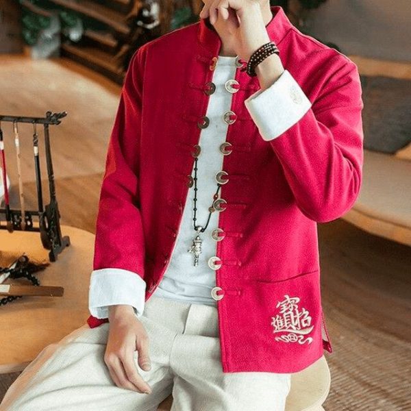Veste Chinoise Homme Officier Rouge