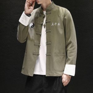 veste en velours pour homme mode chinoise