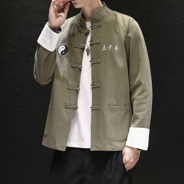 veste en velours pour homme mode chinoise